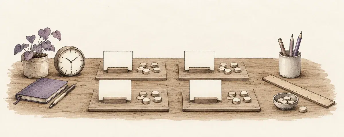 Four matched workstations are prepared for a controlled comparison.